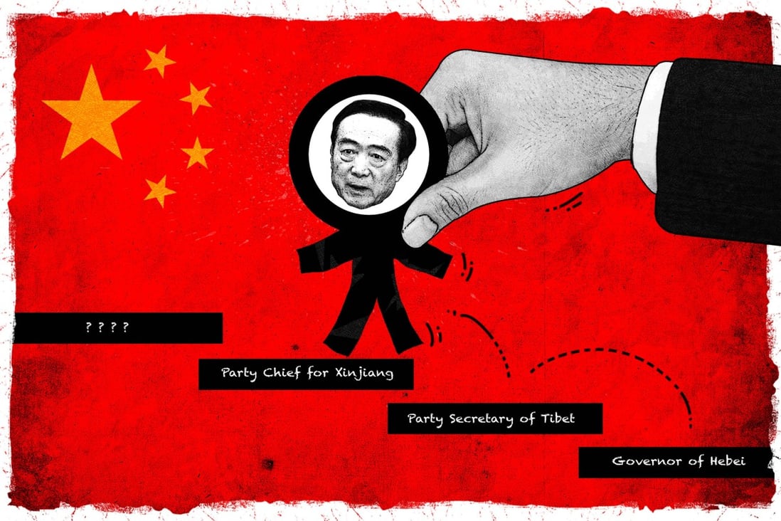 Beijing’s man for restive regions is believed to have expanded the police force and network of internment camps where Muslim minorities are held. Illustration: Henry Wong