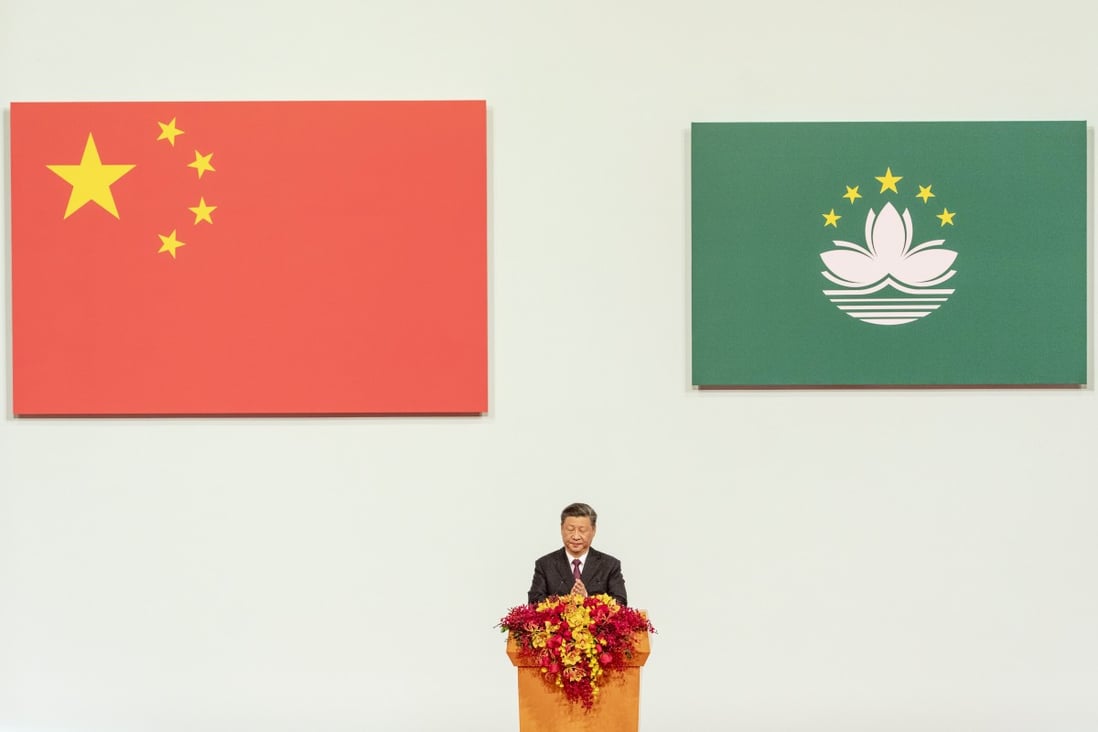 Xi Jinping gives a speech during an inauguration ceremony in Macau, China. Photo: Bloomberg