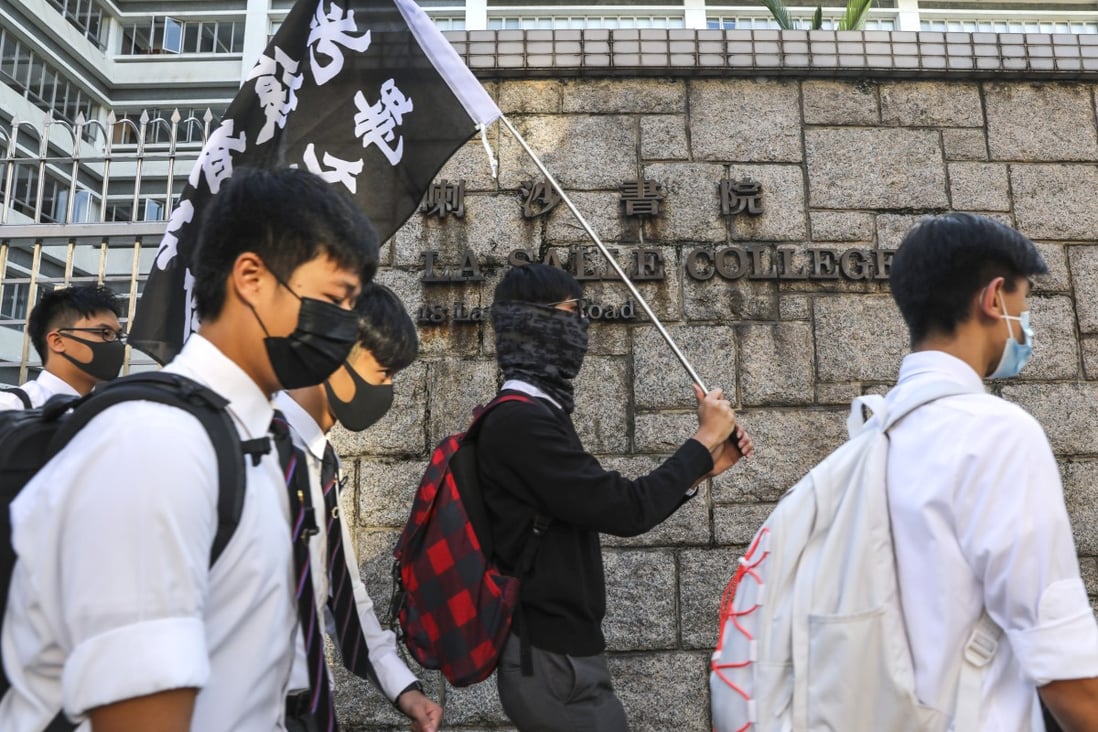 Hong Kong secondary-school students on an anti-government march in November. Photo: K.Y. Cheng