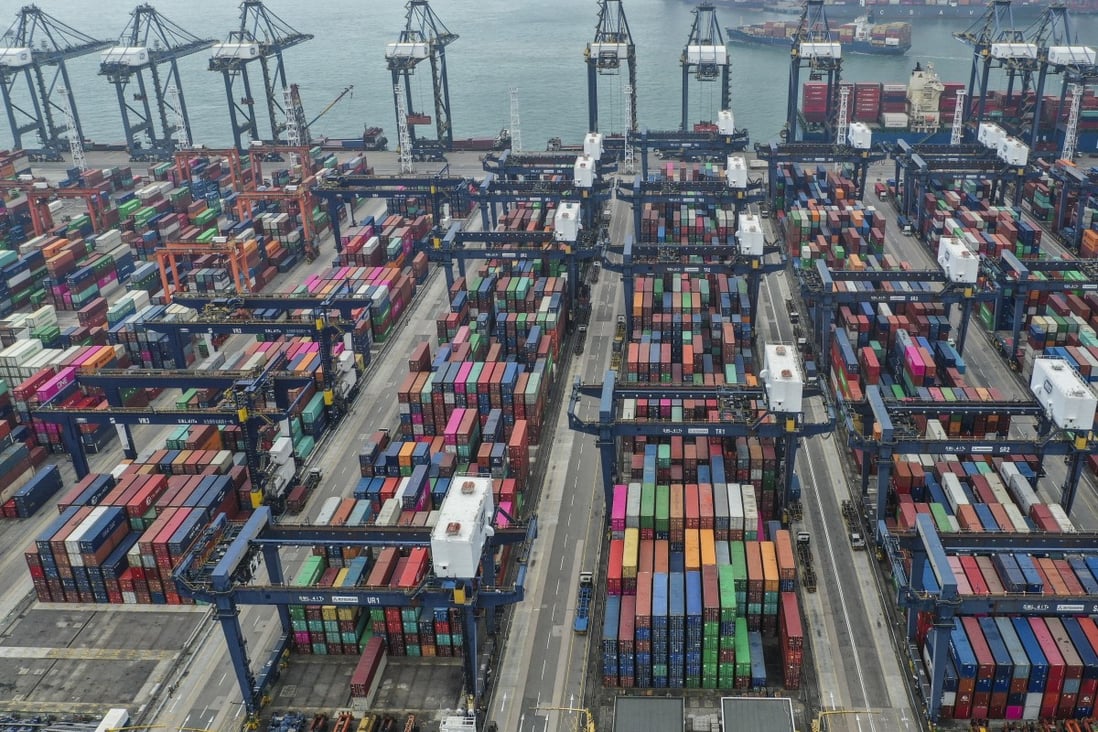 View of containers at the Hong Kong Container Terminal situated in the Kwai Chung-Tsing Yi basin. Photo: Roy Issa