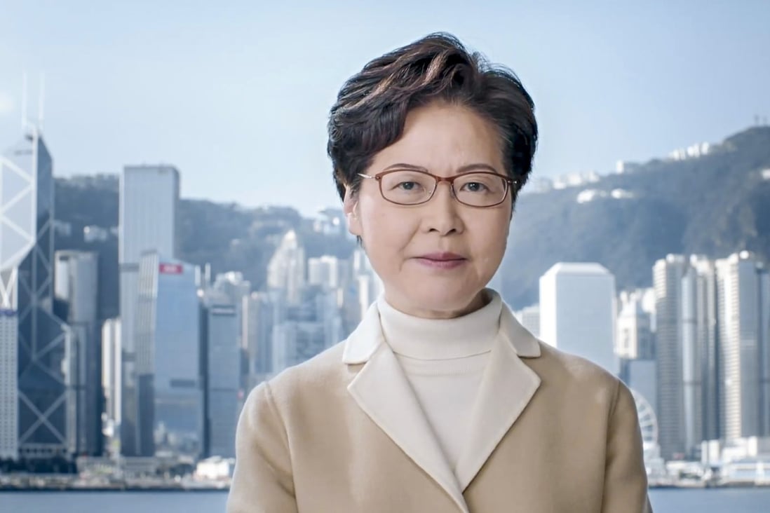 Hong Kong leader Carrie Lam vows to humbly listen in a three-minute video released on New Year’s Eve. Photo: Handout