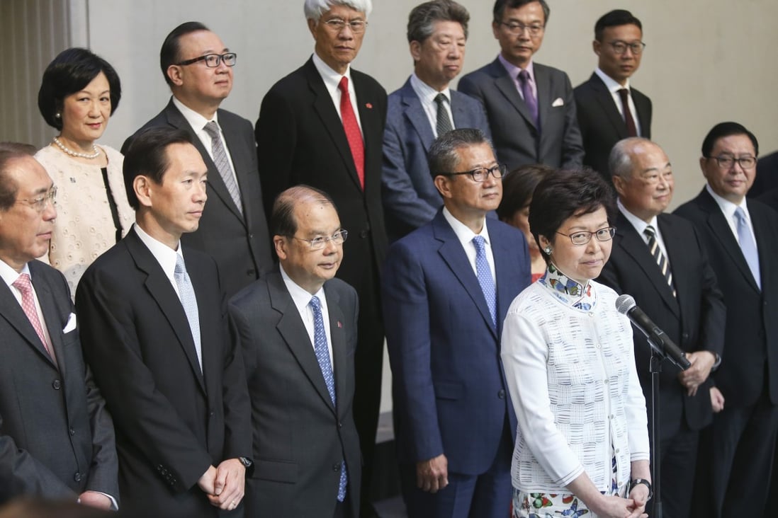 Constitutionally, the Executive Council is the city’s highest decision-making body. The extradition bill was endorsed by Exco before being put to the legislature. Politically, it is difficult for members to distance themselves from the fallout. Photo: Sam Tsang