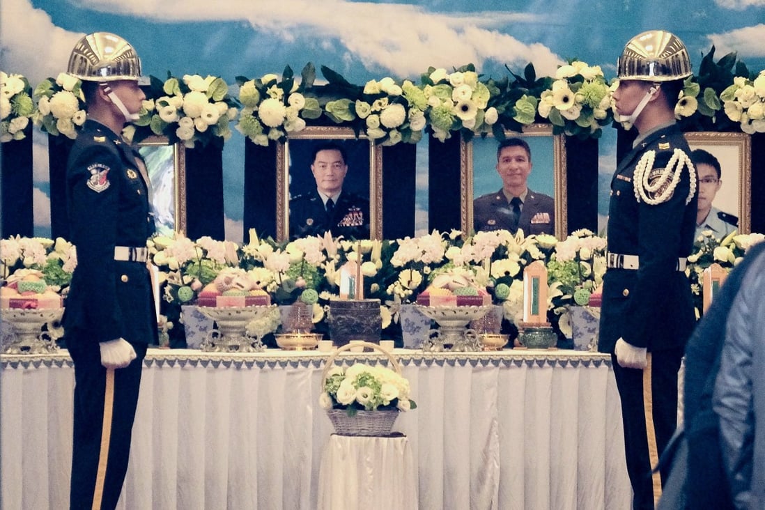 Tsai paid tribute to her former chief of general staff Shen Yi-ming, who was one of the eight people killed in Thursday’s helicopter crash. Photo: AFP