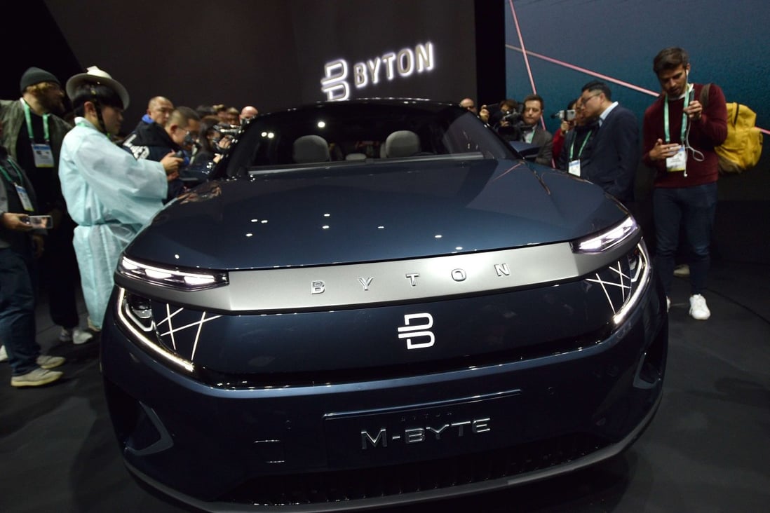Members of the media photograph the Byton M-Byte after it was unveiled at a press event by Chinese electric vehicle maker Byton, ahead of the opening of CES 2020, at the Mandalay Bay Convention Centre on January 5 in Las Vegas, Nevada. Photo: Agence France-Presse