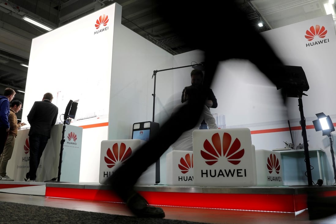 Huawei booth is seen during a party congress of the Social Democratic Party (SPD) in Berlin, Germany, December 6, 2019. Photo: Reuters