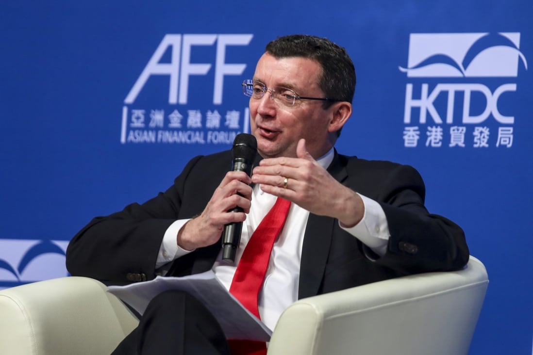 Andrew Weir, vice-chairman of KPMG China and chairman of the stock exchange listing committee, at the Asian Financial Forum on Tuesday. Photo: Xiaomei Chen
