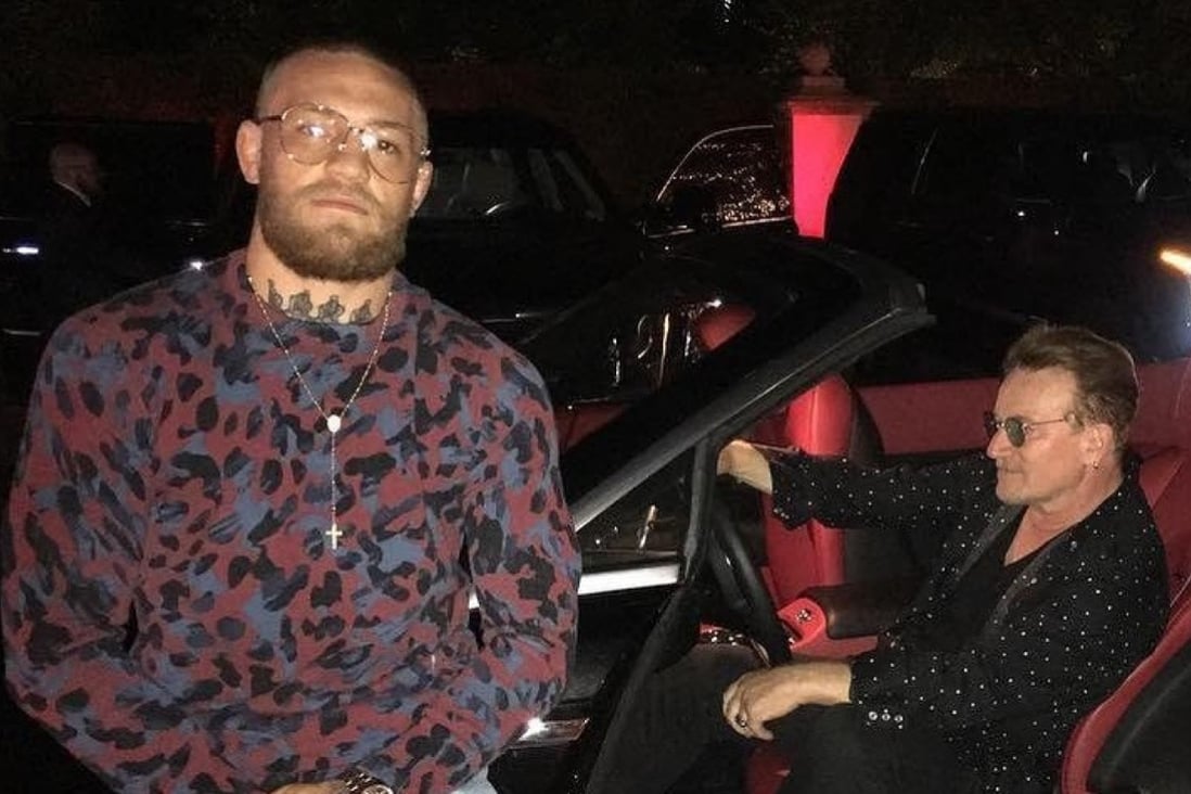Conor McGregor with U2 lead singer Bono on their way to see a Drake concert. Photo: Instagram