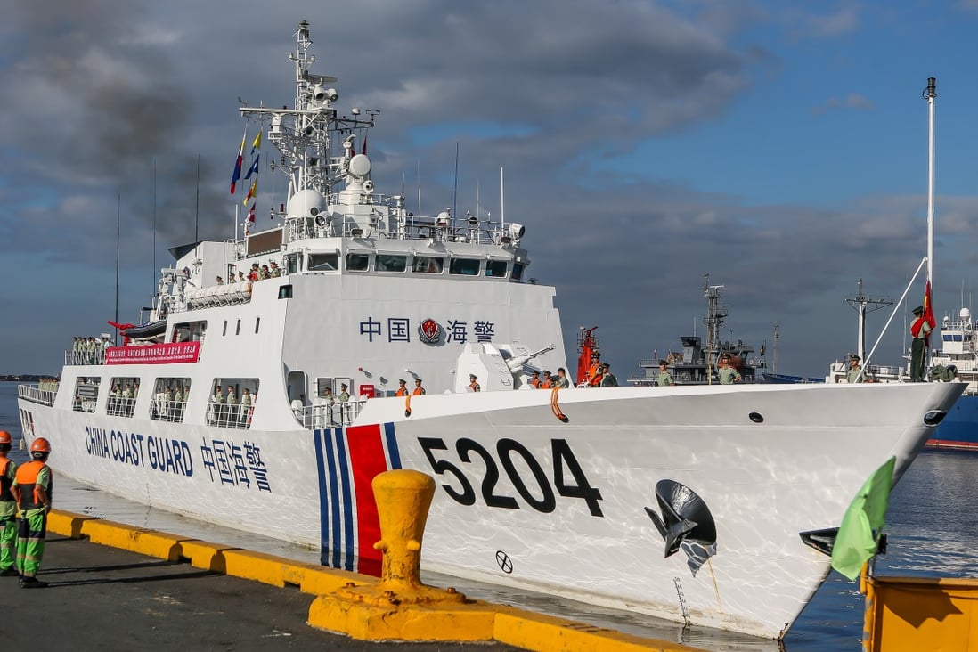 Chinese coastguard vessel 5204 arrives in Manila for a “friendly visit” and sceptical welcome from some in the Philippines. Photo: Xinhua