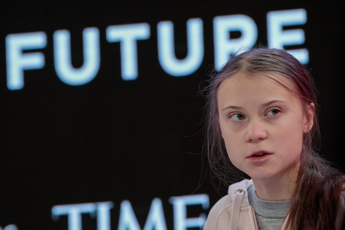 Greta Thunberg, climate activist, speaks during a panel session on the opening day of the World Economic Forum in Davos. Photo: Bloomberg