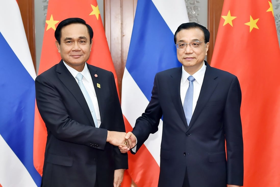 Thailand’s Prime Minister Prayuth Chan-ocha pictured with his Chinese counterpart, Li Keqiang. Photo: Xinhua