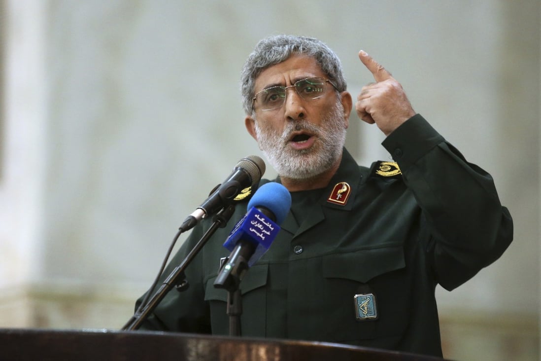 General Esmail Ghaani speaks in a meeting just outside Tehran, Iran, in May 2017. He has since been named as the new head of the country’s Quds Force. Photo: Tasnim News Agency via AP