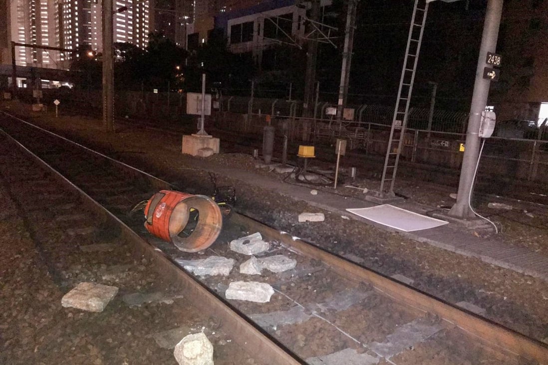 Objects were found on the tracks between Fanling and Sheung Shui, causing delays on the MTR service. Photo: Handout