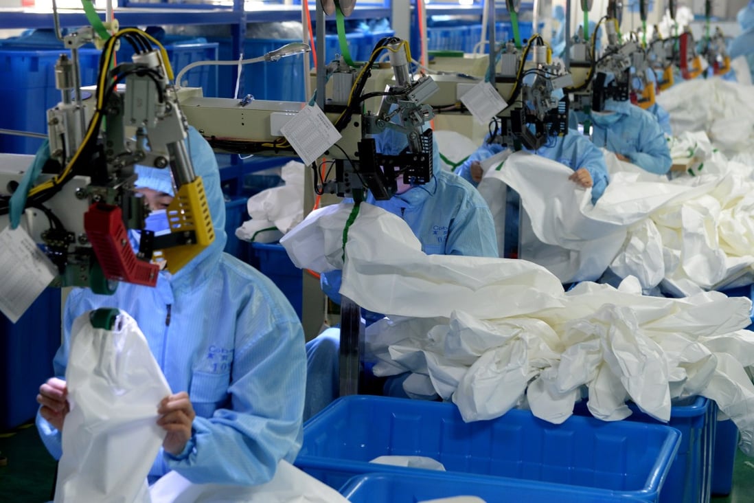 Demand for protective gear for medical staff tackling the coronavirus outweighs China’s domestic supply. Photo: Xinhua