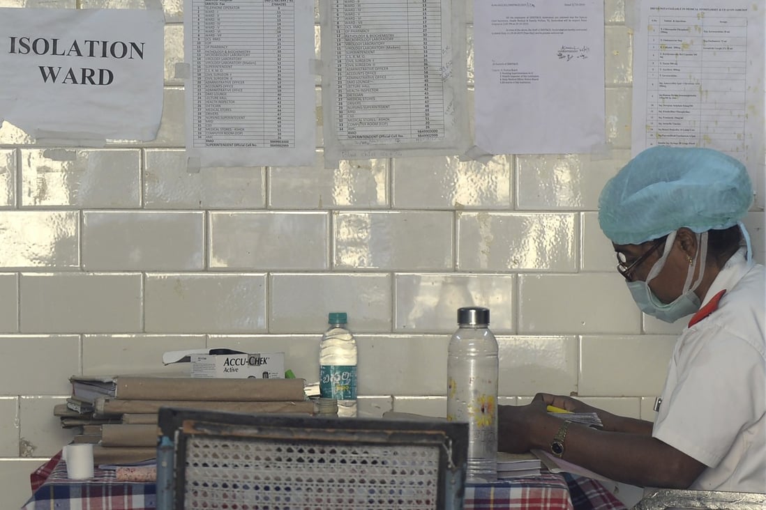 A nurse at an isolation ward in Hyderabad, India. Photo: AFP