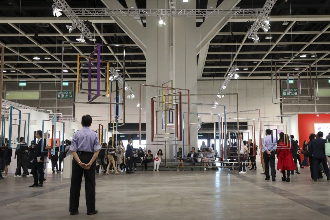 Visitors during Art Basel Hong Kong in 2019. The art fair drew 88,000 people, but gallery owners have put pressure on organisers to scrap this year’s edition because of the coronavirus outbreak centred on Wuhan in China. Photo: James Wendlinger