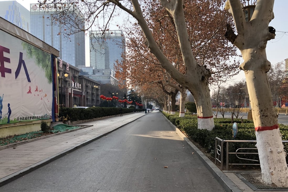 Despite being hundreds of kilometres from the epicentre of the coronavirus, the streets of Handan are eerily quiet. Photo: Orange Wang
