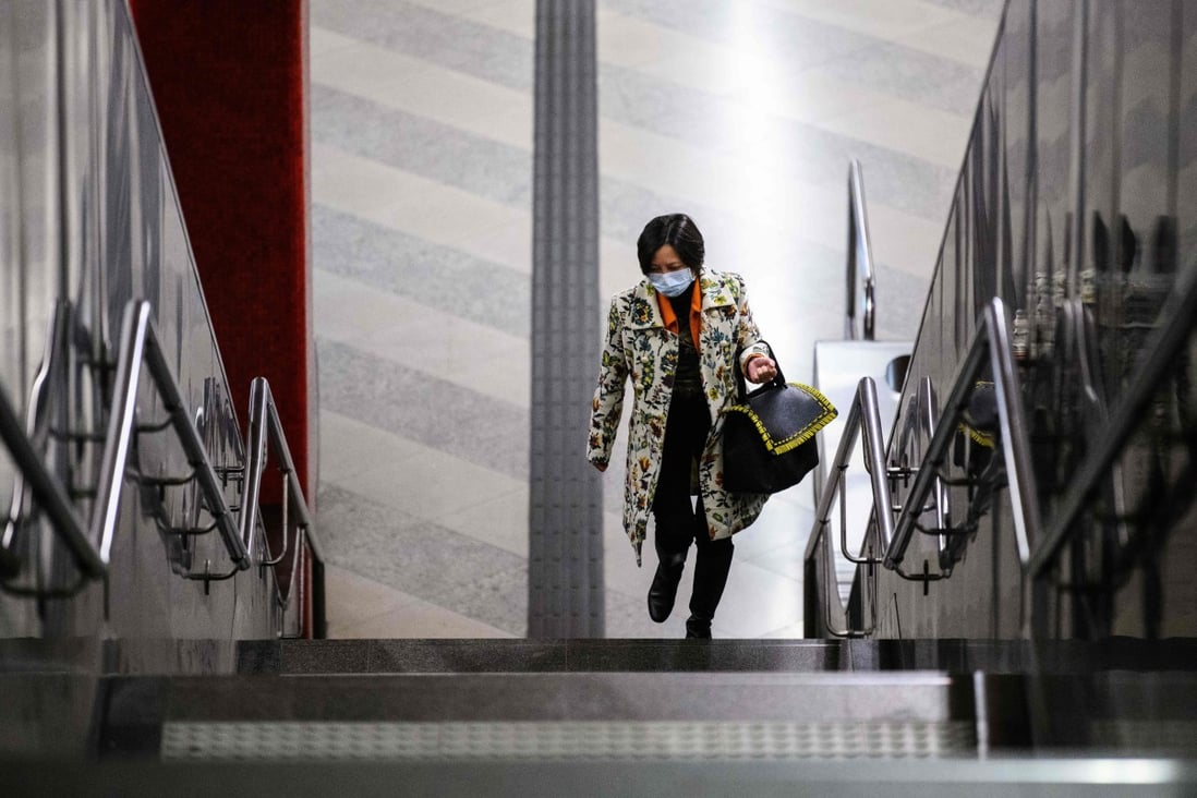 A woman in a Hong Kong MTR station on Wednesday. Photo: AFP