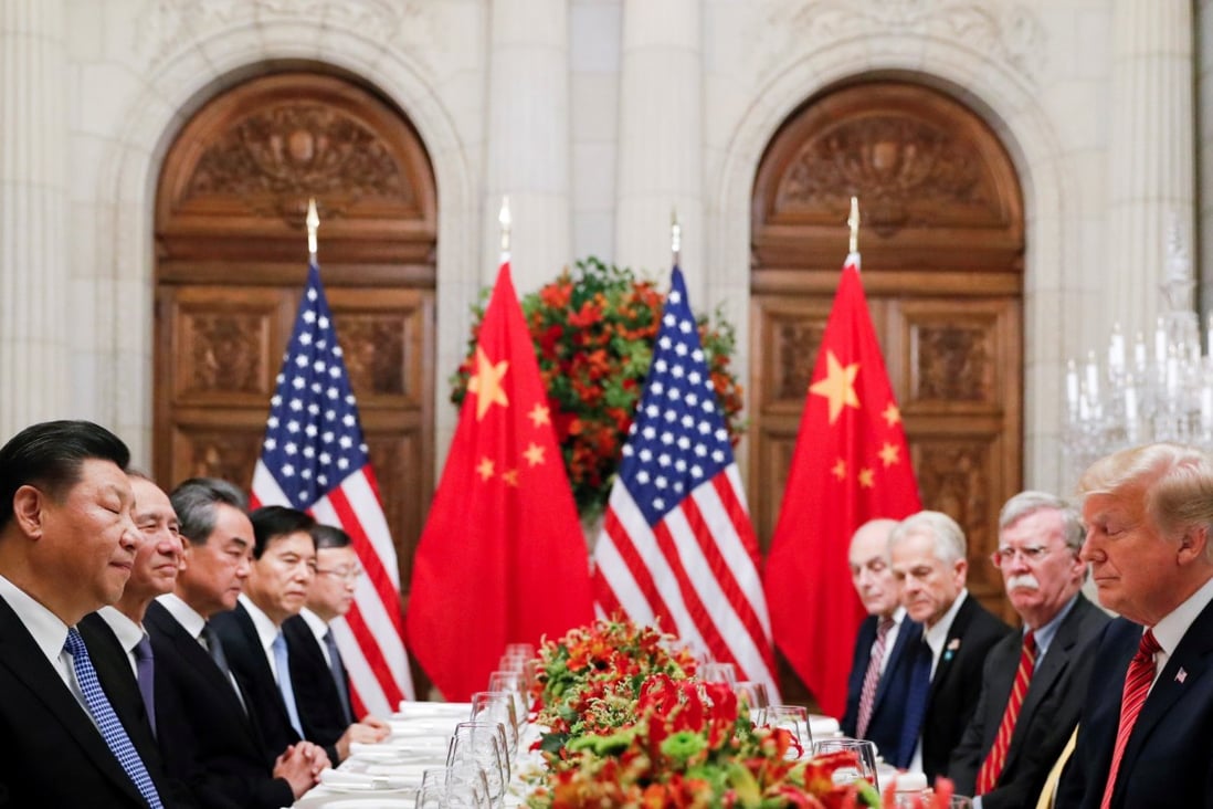 The Chinese and US delegations, led by presidents Xi Jinping and Donald Trump, attend a working dinner in Buenos Aires, Argentina, in December 2018, after the G20 leaders’ summit. For international relations to move forward on a more positive trajectory, the world’s two leading powers need to address commitment and trust problems that afflict them both. Photo: Reuters