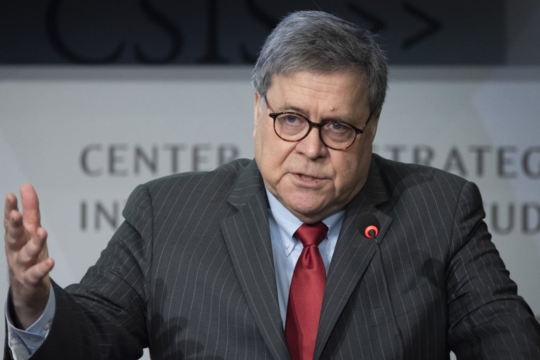 A letter addressed to US Attorney General William Barr calls on the Department of Justice to clamp down on Chinese propaganda. Photo: AP