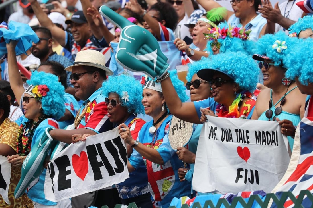 Fiji fans cheer on their team at the 2019 Cathay Pacific/HSBC Hong Kong Sevens. Photo: SCMP