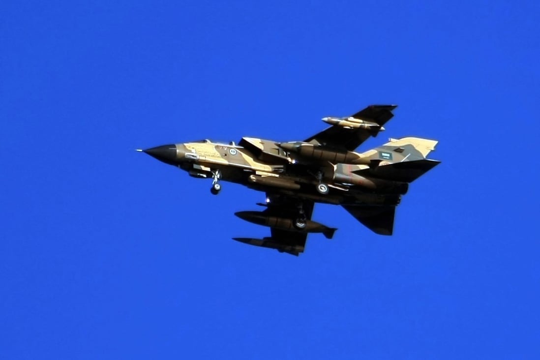 A Saudi Tornado warplane flies over the Gulf Sea during a training mission. Photo: AFP