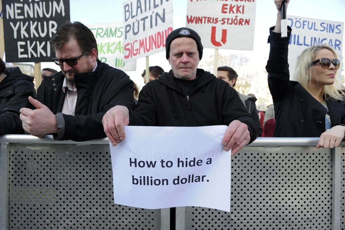 A protest against tax evasion in Iceland in 2016 following leaked tax documents known as the Panama Papers. Photo: Reuters