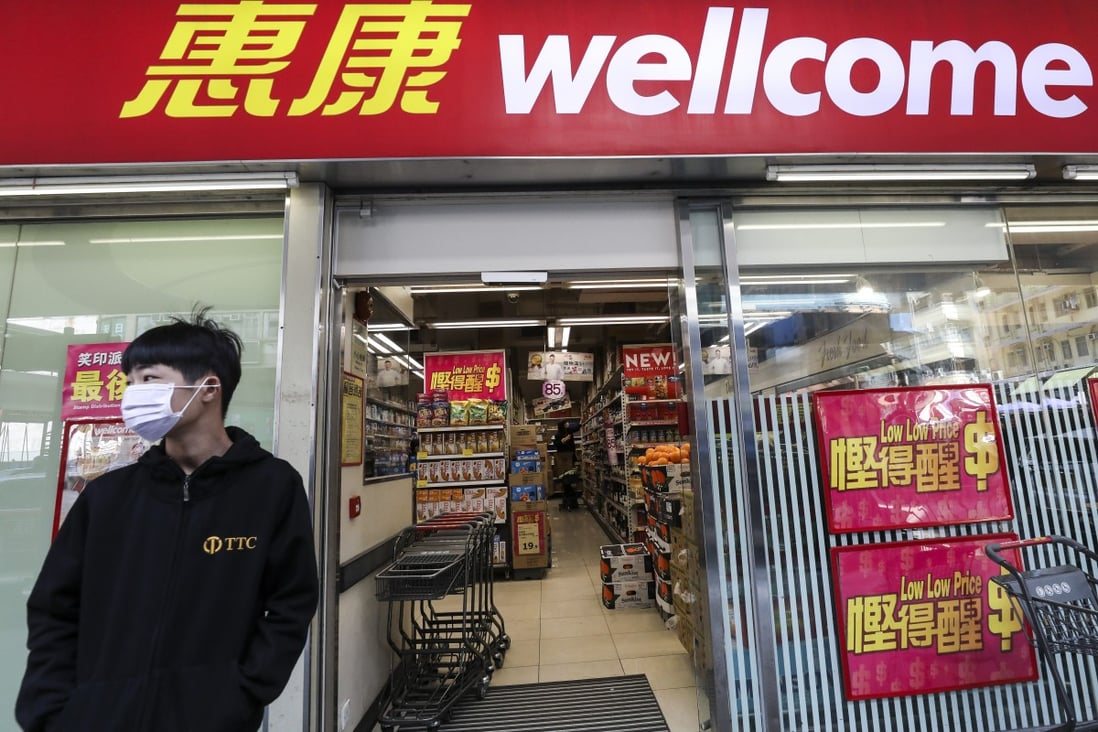 The robbery allegations involve 600 toilet rolls stolen from outside this Mong Kok Road Wellcome supermarket. Photo: Nora Tam