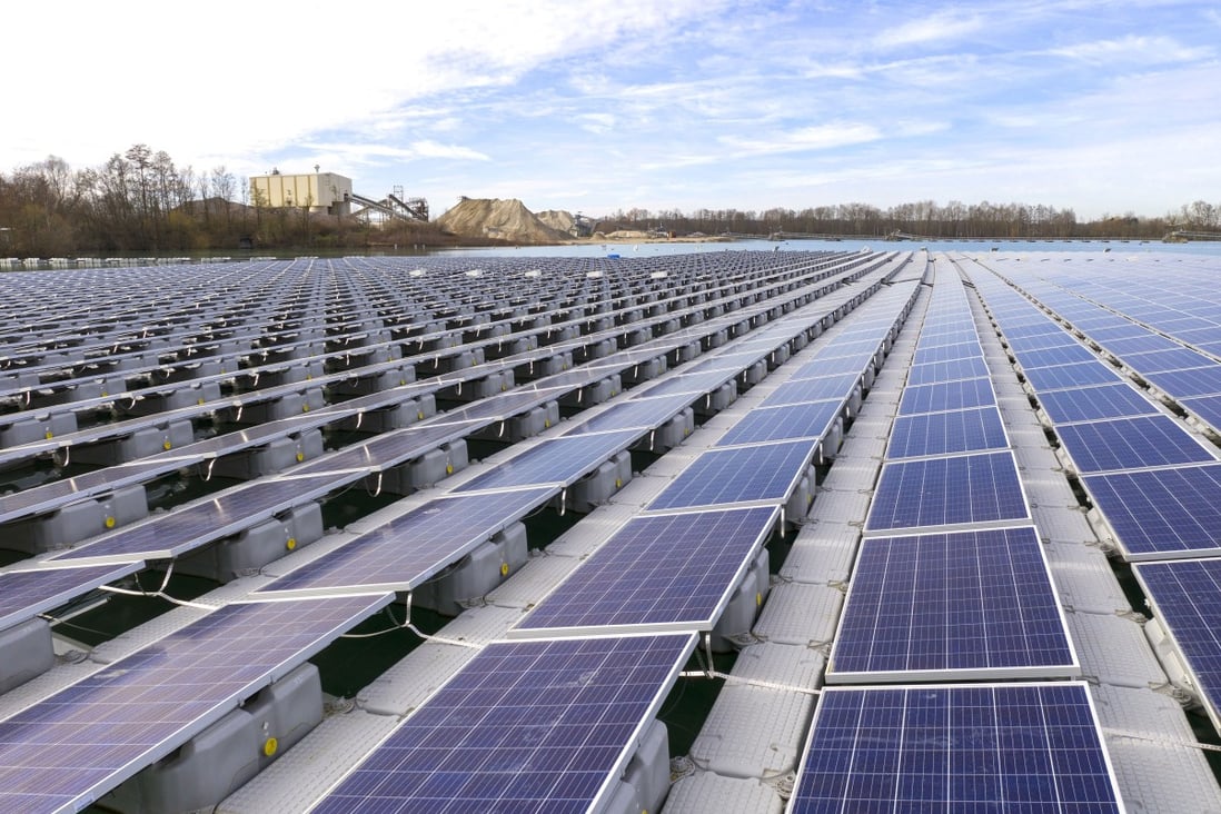 File photo of solar panels at a floating solar farm in Renchen, Germany. Photo: Bloomberg
