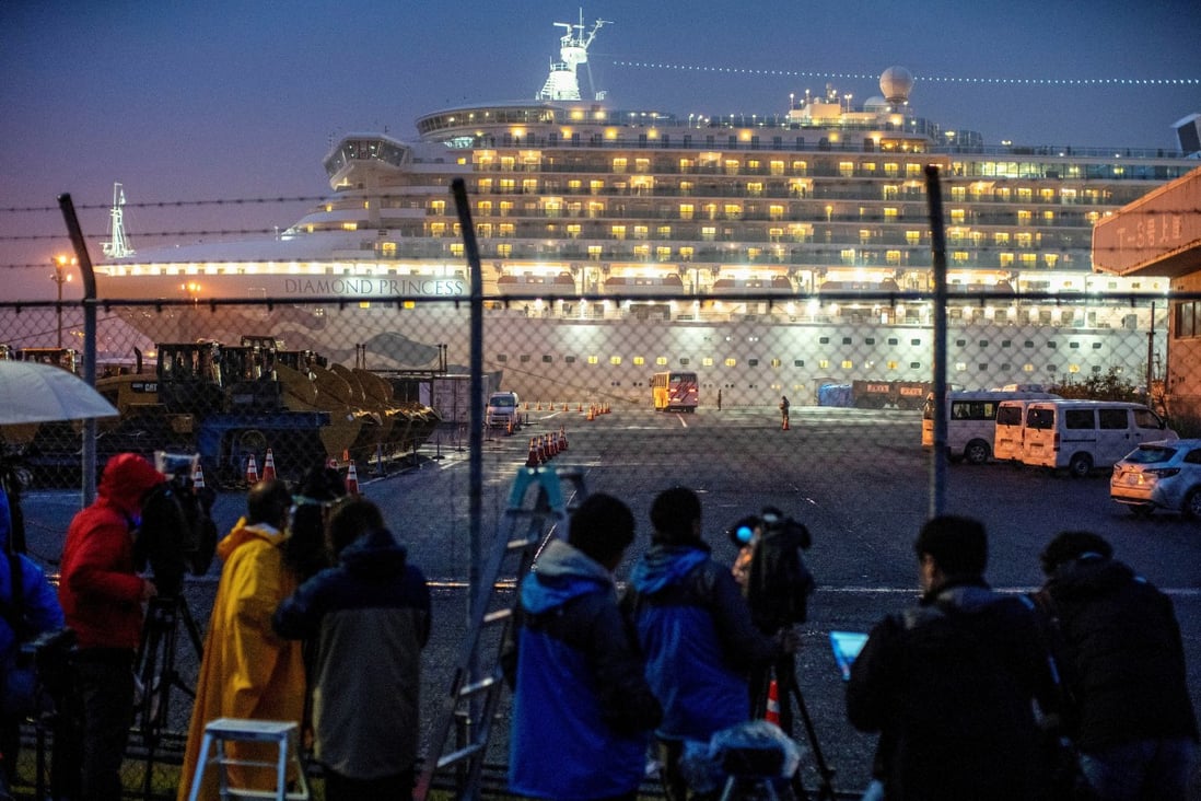 The quarantined Diamond Princess cruise ship is docked at Yokohama, south of Tokyo. Photo: Reuters