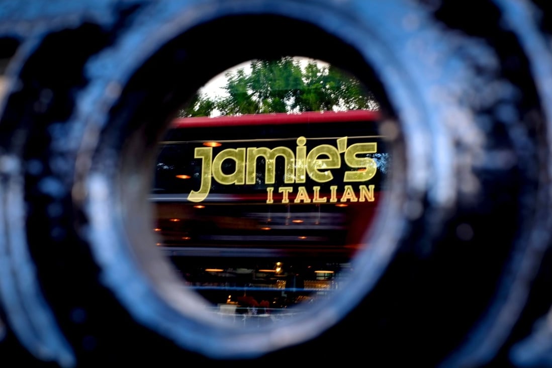 A sign at Jamie's Italian restaurant in Glasgow on May 21, 2019 before it was shut. Photo: Agence France-Presse