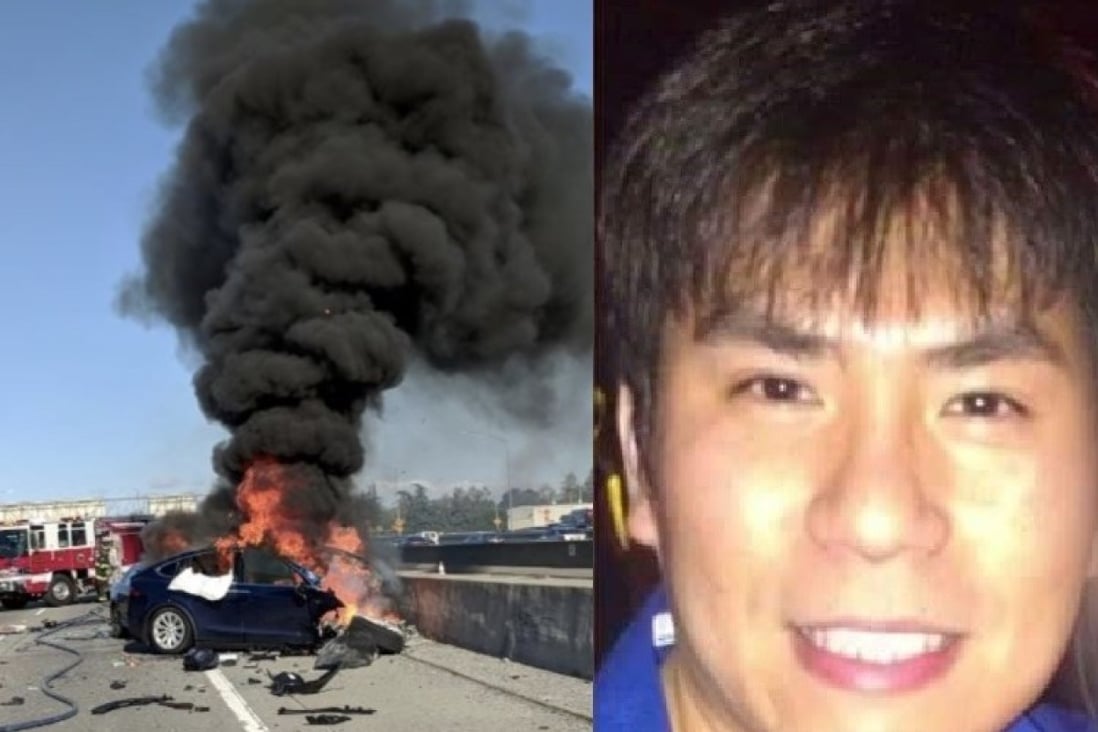 A combination image showing Walter Huang (right), an Apple engineer whose Tesla was on autopilot mode when it crashed into a concrete median in California in March 2018. Photo: Handout