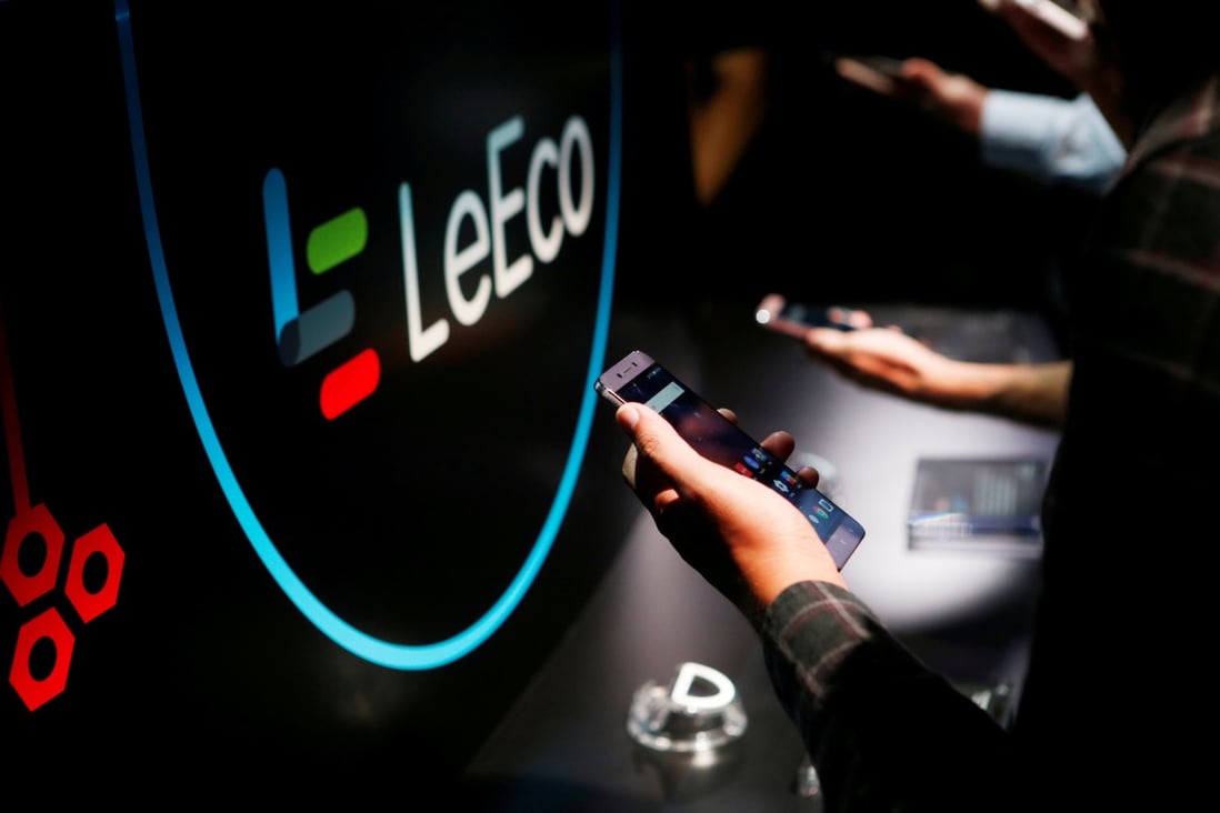 LeEco’s Le Pro3 phone on display at a press event in San Francisco, California, in 2016. Photo: Reuters