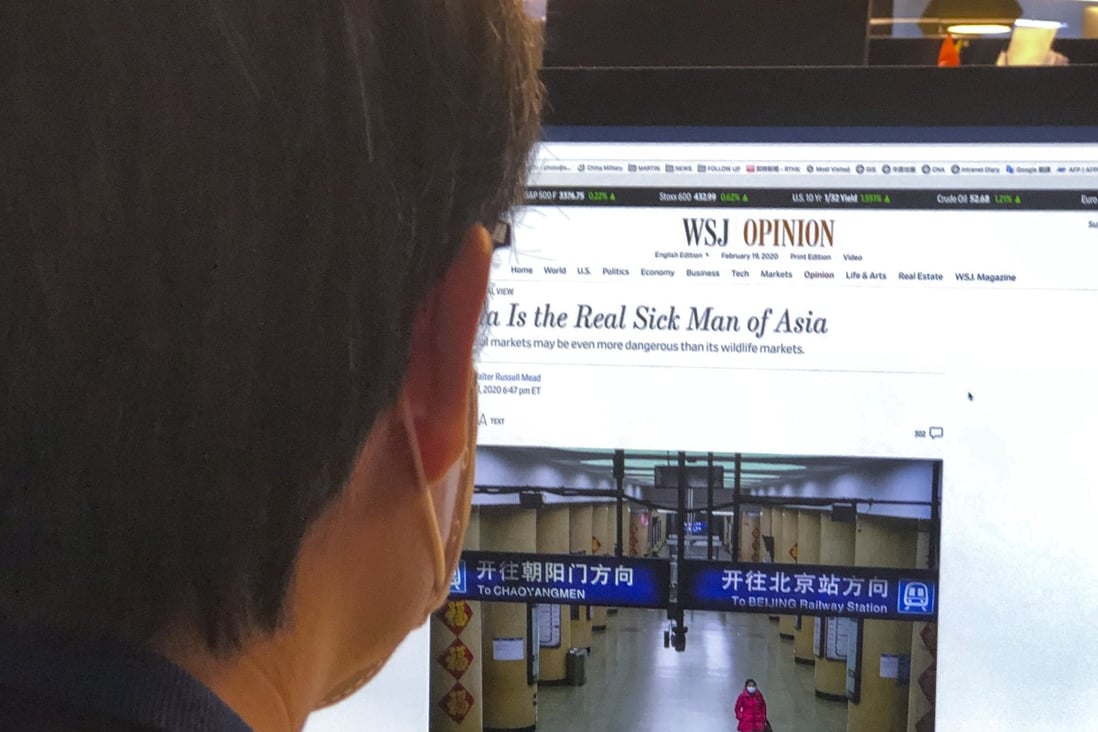 The Wall Street Journal story with the headline “China Is the Real Sick Man of Asia”. Photo: SCMP