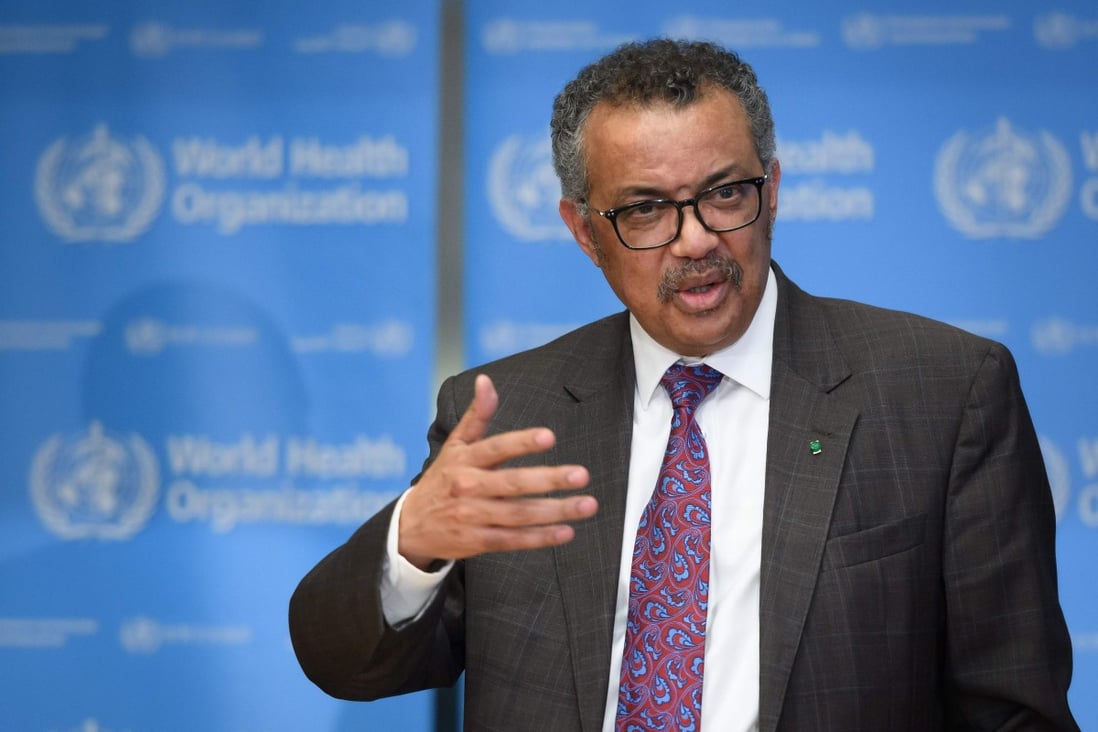 World Health Organisation Director General Tedros Adhanom Ghebreyesus at a media briefing on Friday. The UN health agency has upgraded the global risk from the coronavirus to the highest level. Photo: AFP