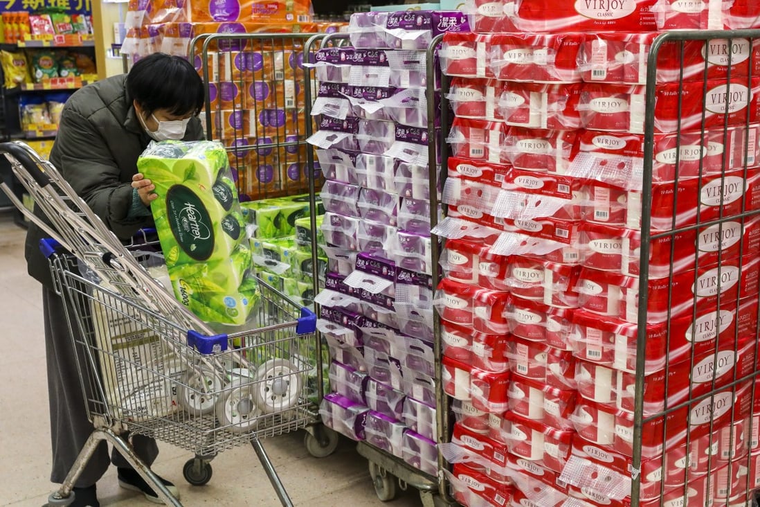 Toilet rolls are among the must-have items for shoppers spooked by the coronavirus outbreak. Photo: Sam Tsang