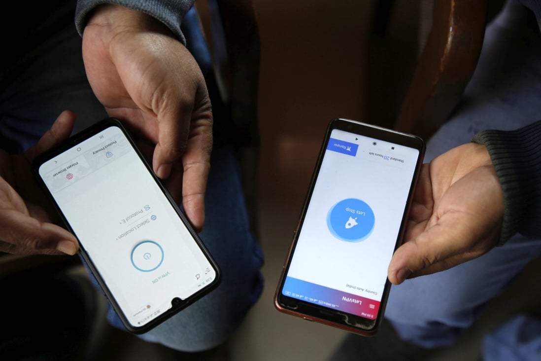 Young Kashmiris connect their mobile phones to a virtual private network (VPN) to access social media. The Indian government banned the internet in Kashmir in August but restored 2G internet services in late January, with selective restriction on access. Photo: EPA-EFE