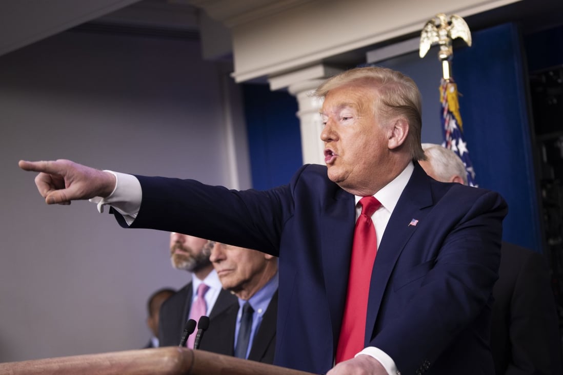US President Donald Trump at a Washington press conference on Saturday. The employment restrictions dovetail with the administration’s statements that China and the US are locked in an ideological battle for influence. Photo: Xinhua