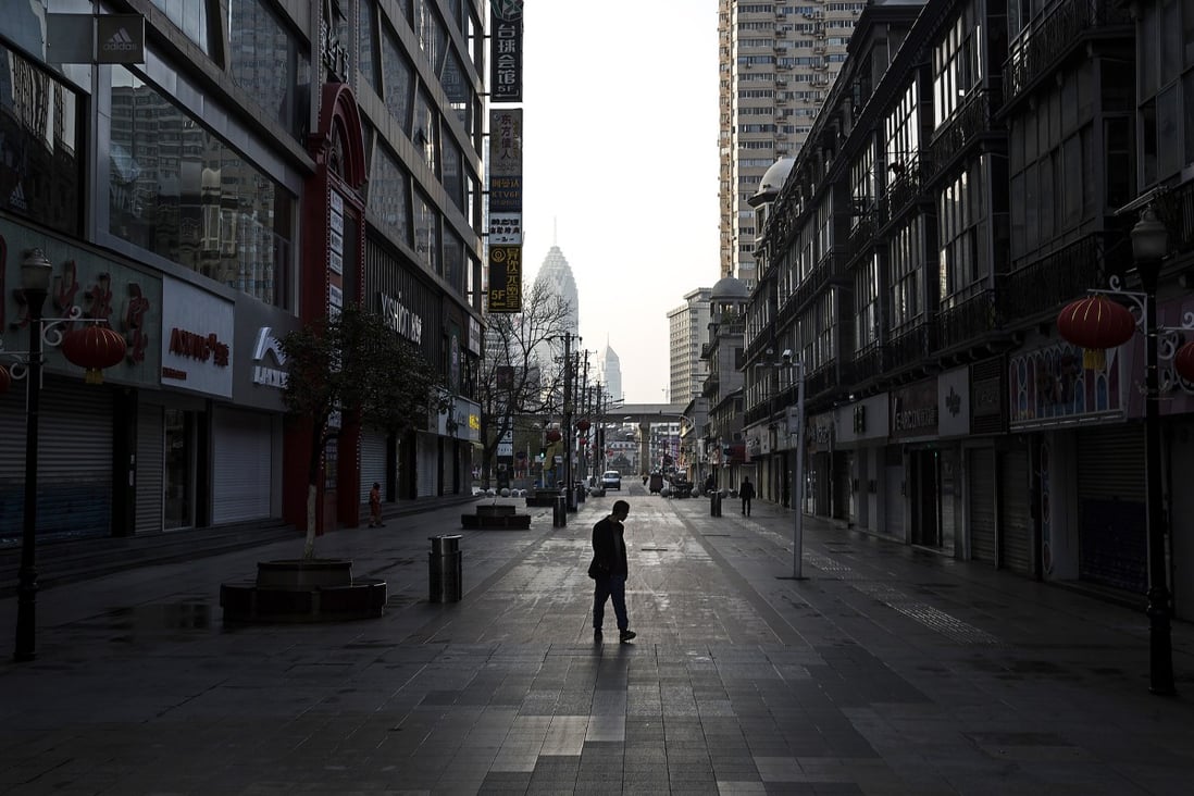 A near-deserted street in Wuhan, epicentre of the coronavirus epidemic. Photo: TNS