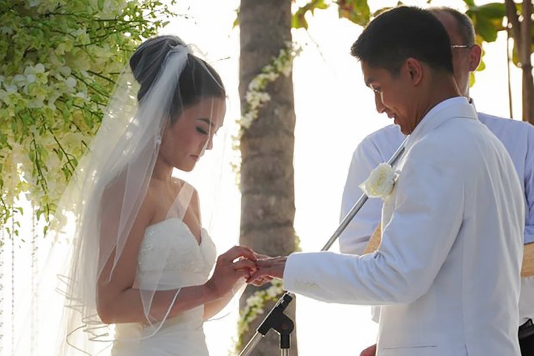 Bonnie Evita Law, pictured at her wedding with Danny Chi, died during plastic surgery in South Korea. Photo: Facebook