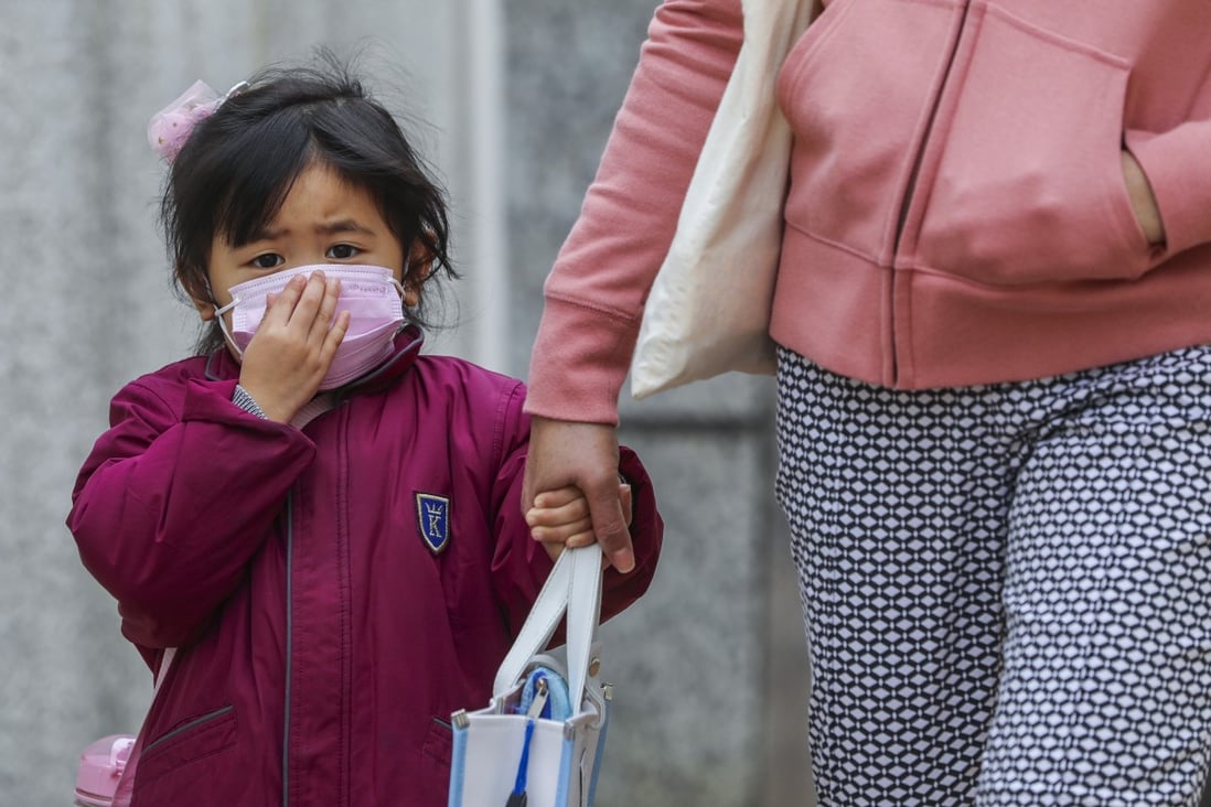 A kindergarten student in Kowloon Tong on January 18, 2019. Hong Kong’s schools, kindergartens and play schools are closed until Easter to help health authorities contain the coronavirus outbreak. Photo: Sam Tsang