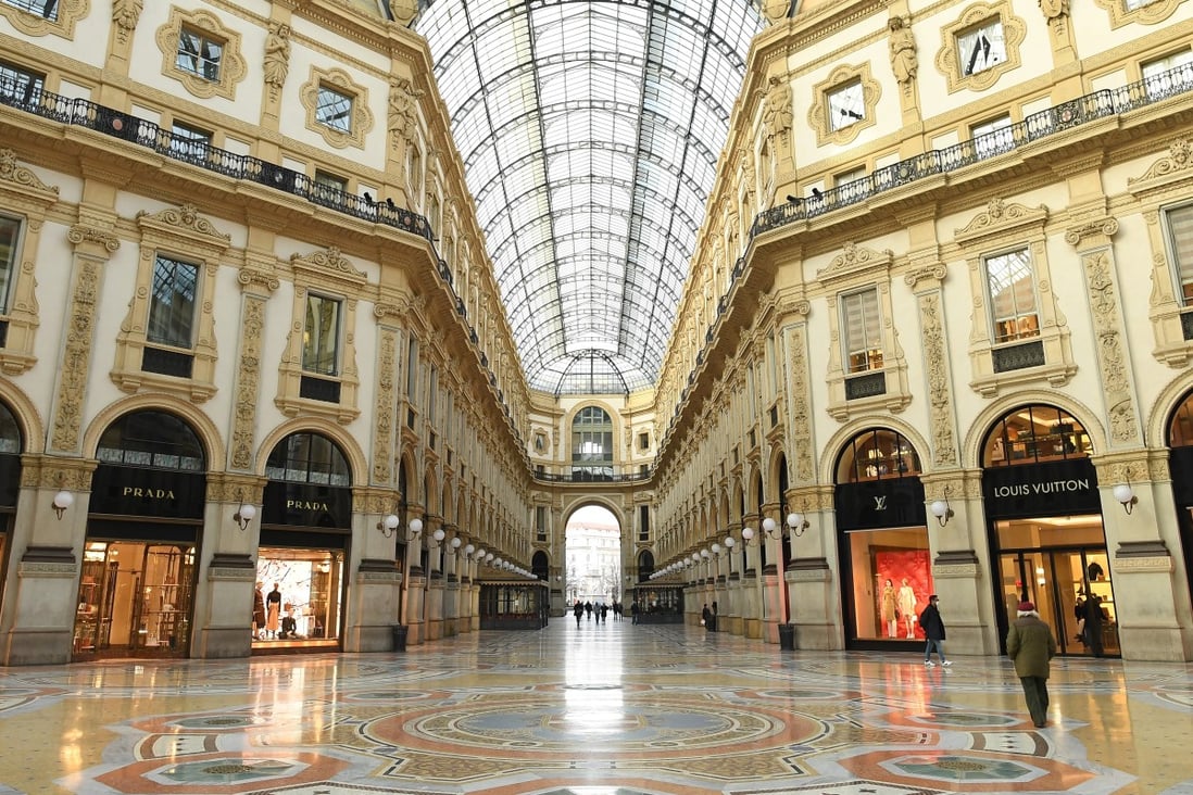 Milan’s Galleria Vittorio Emanuele II, deserted as Italy’s lockdown continues. Photo: Xinhua