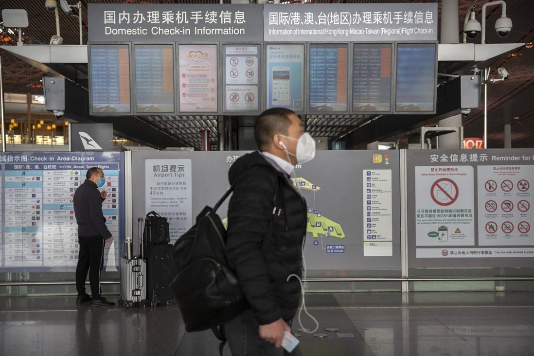 Passenger traffic on China’s airlines plunge by 84.5 per cent to 8.34 million people in February. Photo: AP