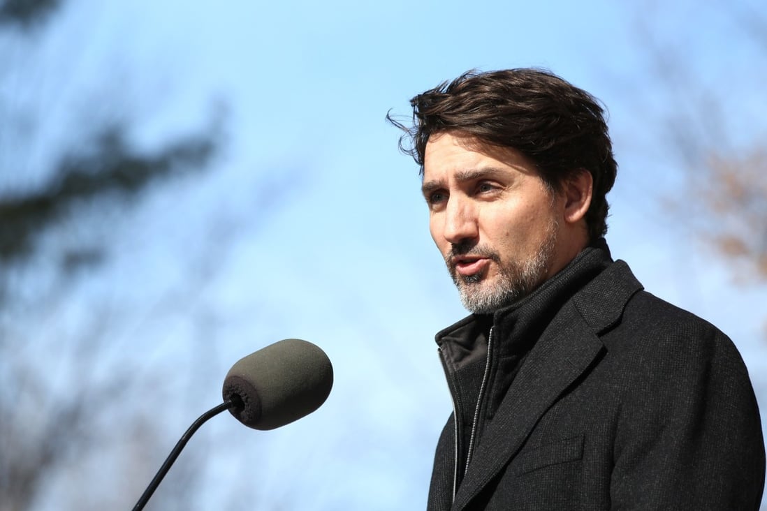 Canadian Prime Minister Justin Trudeau speaking in Ottawa on Monday, where he said that Canada would close its borders to foreign travellers, except Americans. Photo: AFP