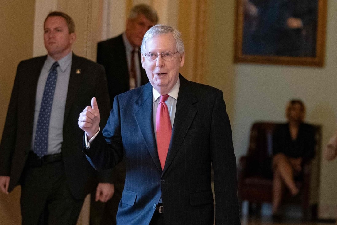 Senate Majority Leader Mitch McConnell: ‘Our nation, obviously, is going through the kind of crisis that is totally unprecedented in living memory’. Photo: AFP