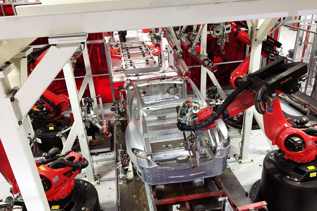 A Tesla Motors factory in Fremont, California. The Covid-19 pandemic is just the latest headache for the lithium industry, with prices down 37 per cent in the past year due to oversupply concerns. Photo: Reuters