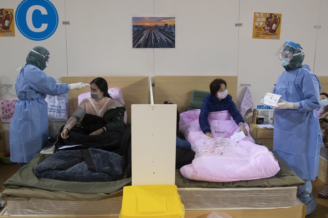 One of Wuhan’s Fangcang hospitals, makeshift facilities set up to treat Covid-19 patients like primary schoolteacher Xiao Ya. Photo: EPA-EFE