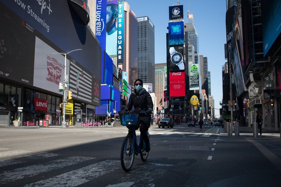 Global landmarks like Times Square in New York have been emptied by the coronavirus pandemic. Photo: Xinhua