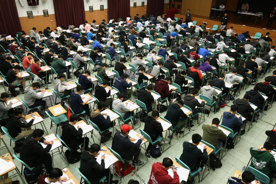 Students take their first Diploma of Secondary Education (DSE) exams at the Cheung Sha Wan Catholic Secondary School, Cheung Sha Wan, last year. Photo: Pool