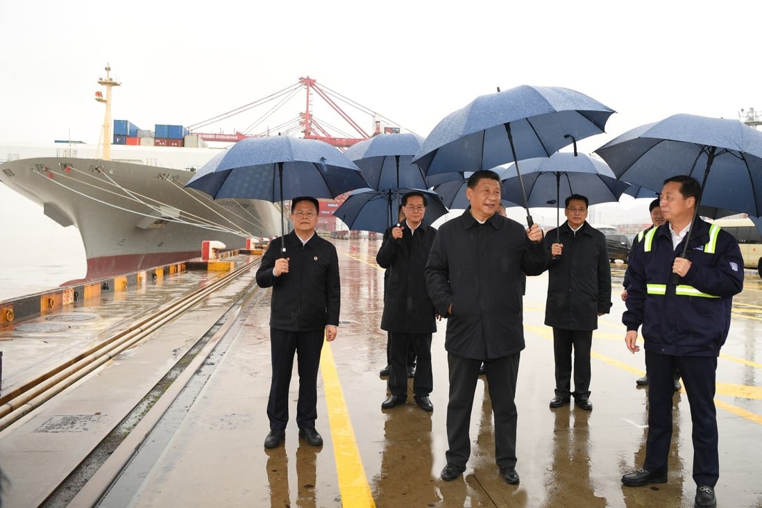 Chinese President Xi Jinping made a surprise visit on Sunday to the Ningbo-Zhoushan port Zhejiang province, eastern China on Sunday. Photo: Xinhua