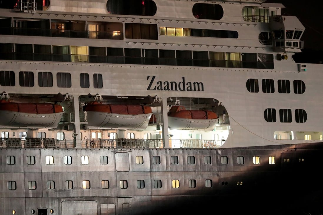 The cruise ship Zaandam navigates through the pacific side of the Panama Canal on Sunday. Photo: Reuters
